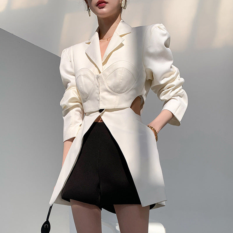 Women's Fried Street Full Plaid Fashion Autumn Show Waist Unique Suits