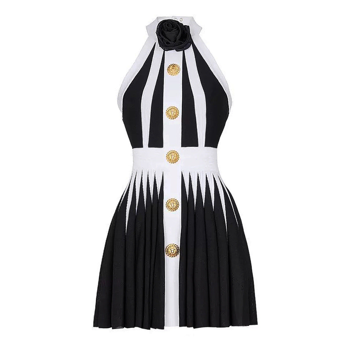 Sleeveless Three-dimensional Flower Knitted Halter Dress Skirts