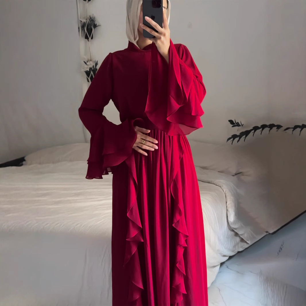 Autumn Chiffon Agaric Shape Patchwork Elegant Half Dresses