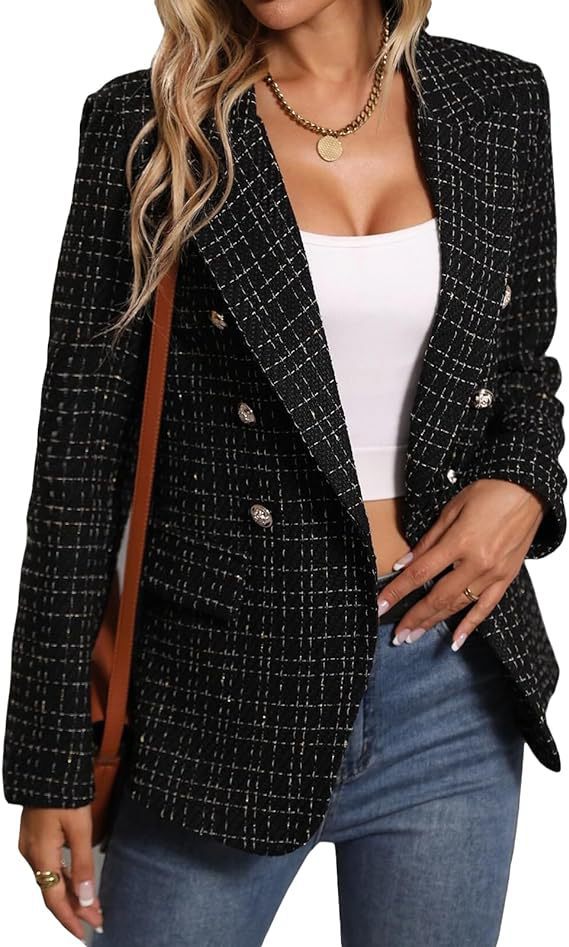 Women's Autumn Tweed Pocket Slim Mid-length Coats
