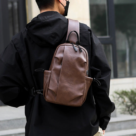 Men's Retro Trendy Waterproof Large Capacity Flat Men's Chest Bags