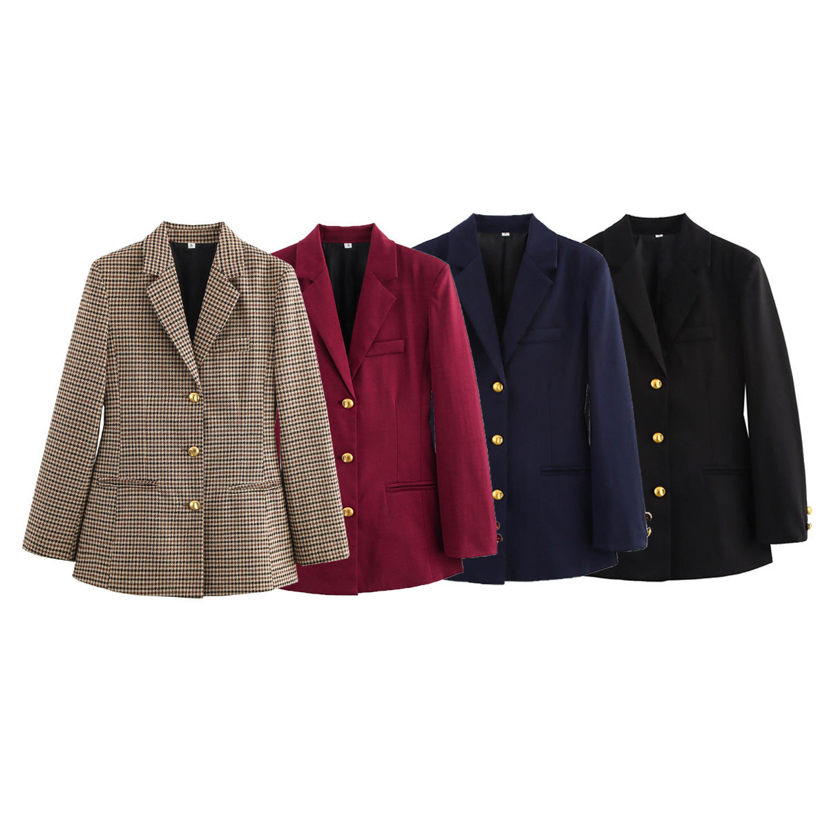 Women's Comfortable Classy Plaid Long Sleeve Blazers