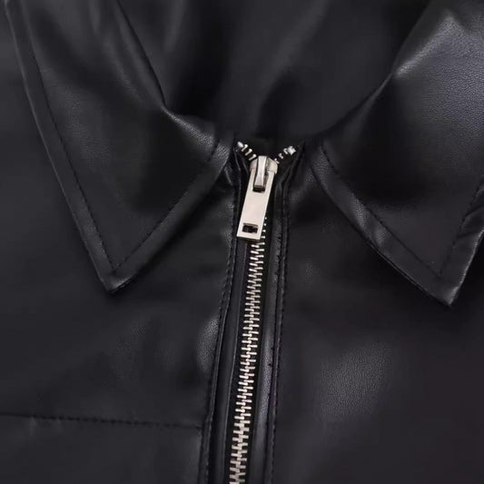 Casual Autumn Texture Lapel Loose Zip Jackets