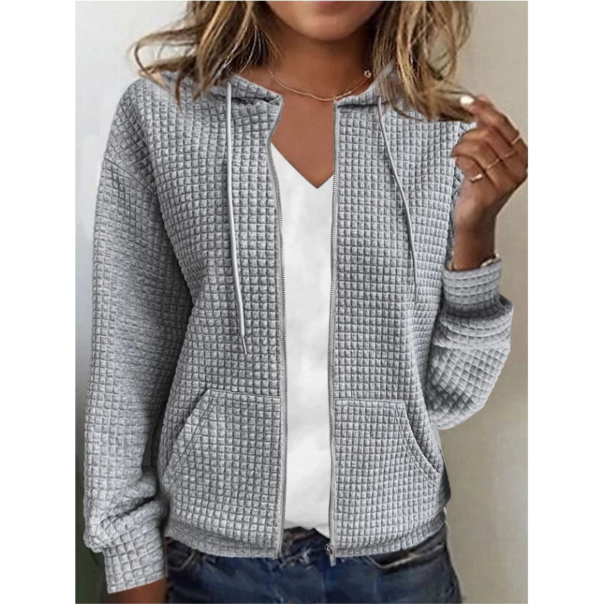Glamorous Women's Zipper Hooded Long Sleeve Women's Sweater, Sweater