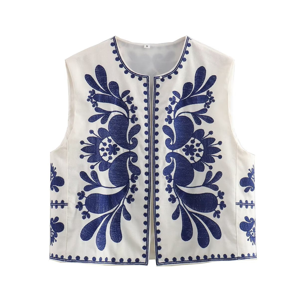 Cool Summer Embroidered Crew Neck Fashion Vests