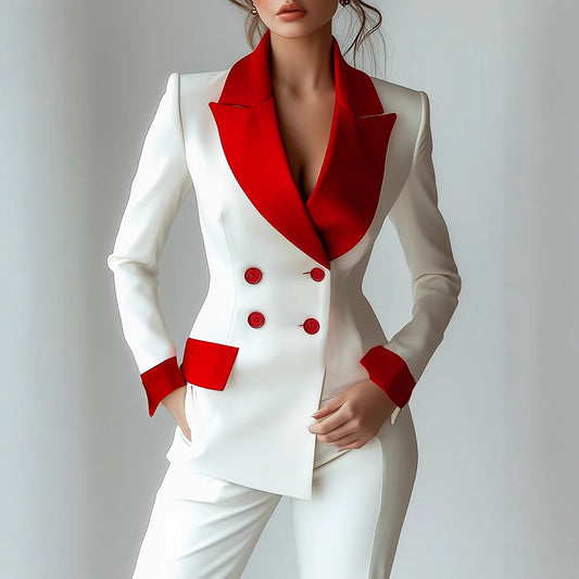 Women's Long-sleeved Button Collar Patchwork Pocket Small Blazers