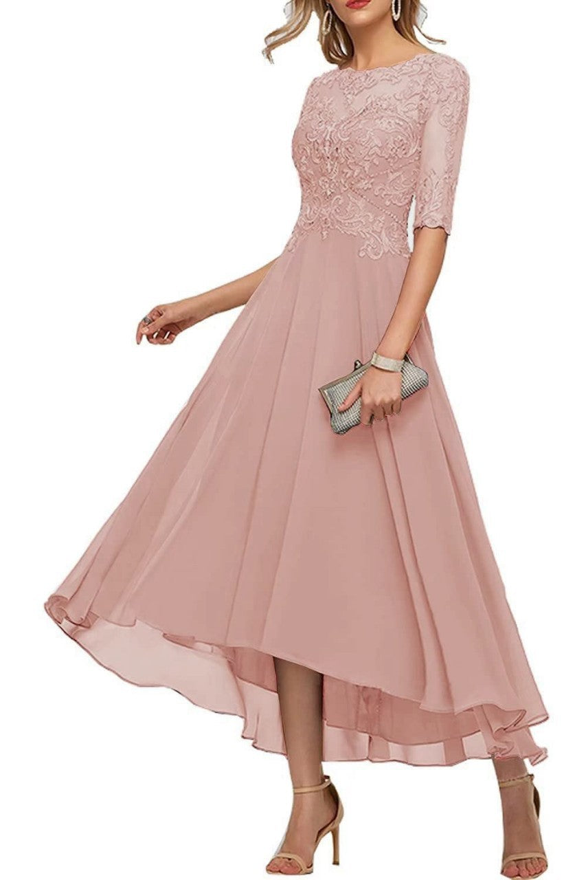 Elegant Graceful Lace Applique Half Sleeve Formal Wedding Dresses