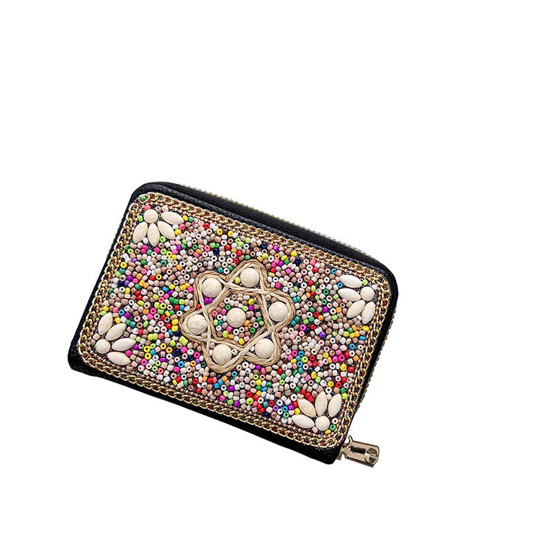 Ethnic Style Vintage Organ Handmade Bead Single Card Holder