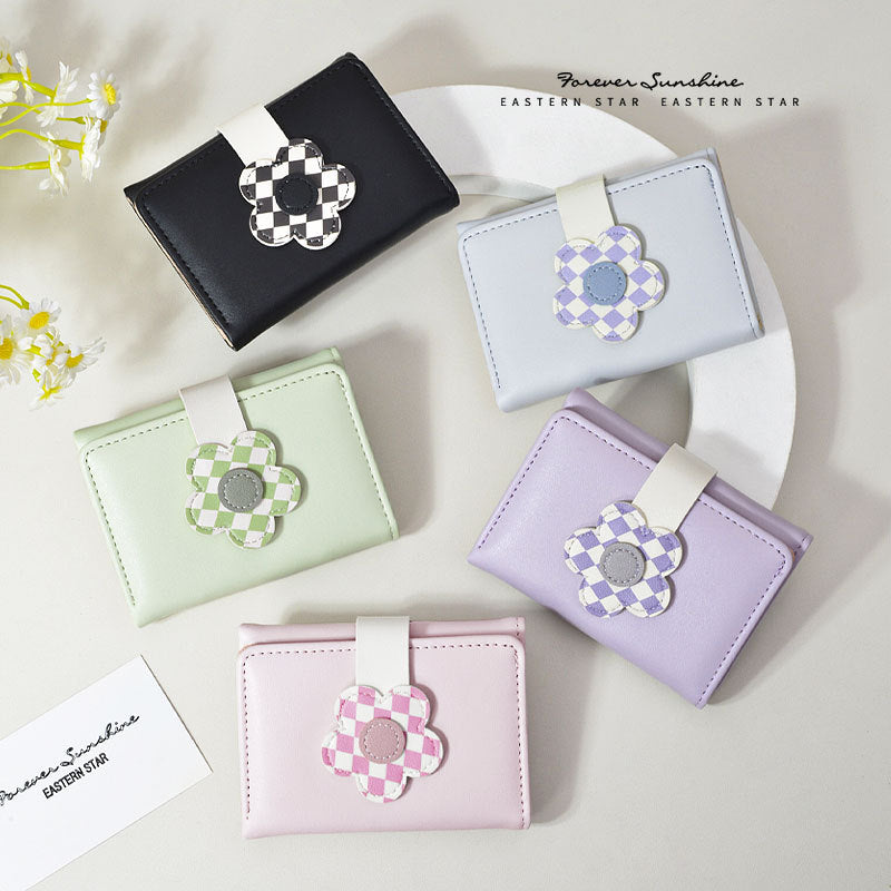 Flower Snap Button Cute Fashion Leather Ladies Wallets