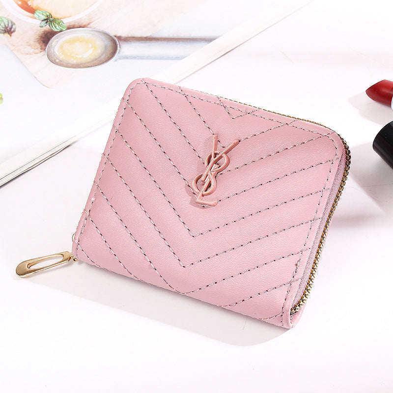 Women's Short Solid Color Summer Button Zipper Coin Purses