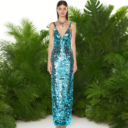 Sequins Dress Sexy Light Luxury Deep Dresses