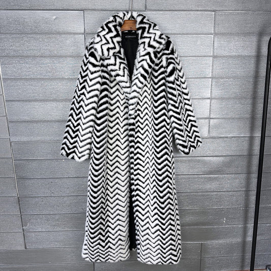 Women's Water Ripple Imitation Plush Furry Fur Lengthened Collar Long Coats