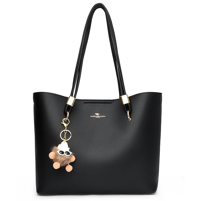 Women's Fashion Simple Solid Color Texture Portable Everyday Tote Bags