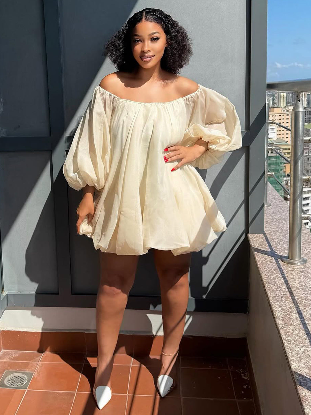 Women's Fat Sexy Fashion Puff Sleeves Dress Dresses