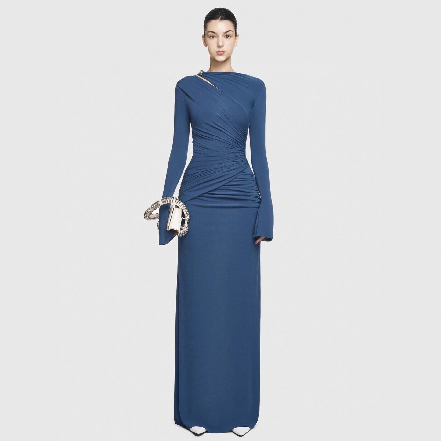 Women's Simple Solid Color Round Neck Long Dresses