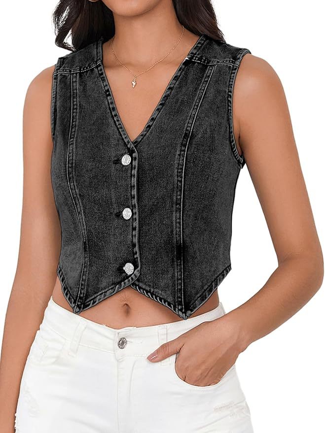 Versatile Classic Women's Washed Slim Denim Women's Vest