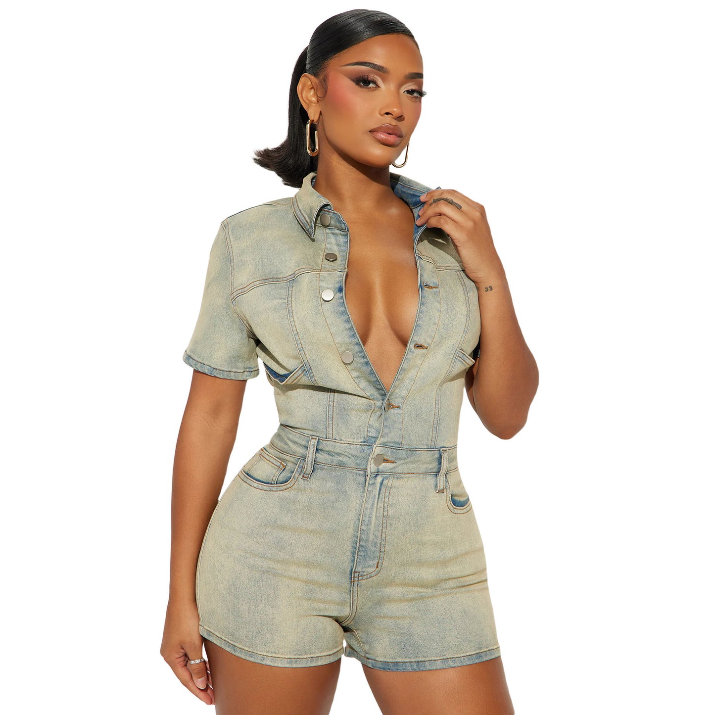 High Elastic Sleeve Slim Fit Slimming Jumpsuits