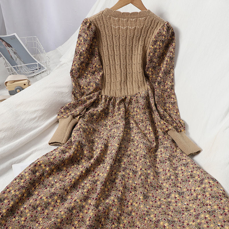 Style Stitching Lace Up Slimming Knitted Dresses