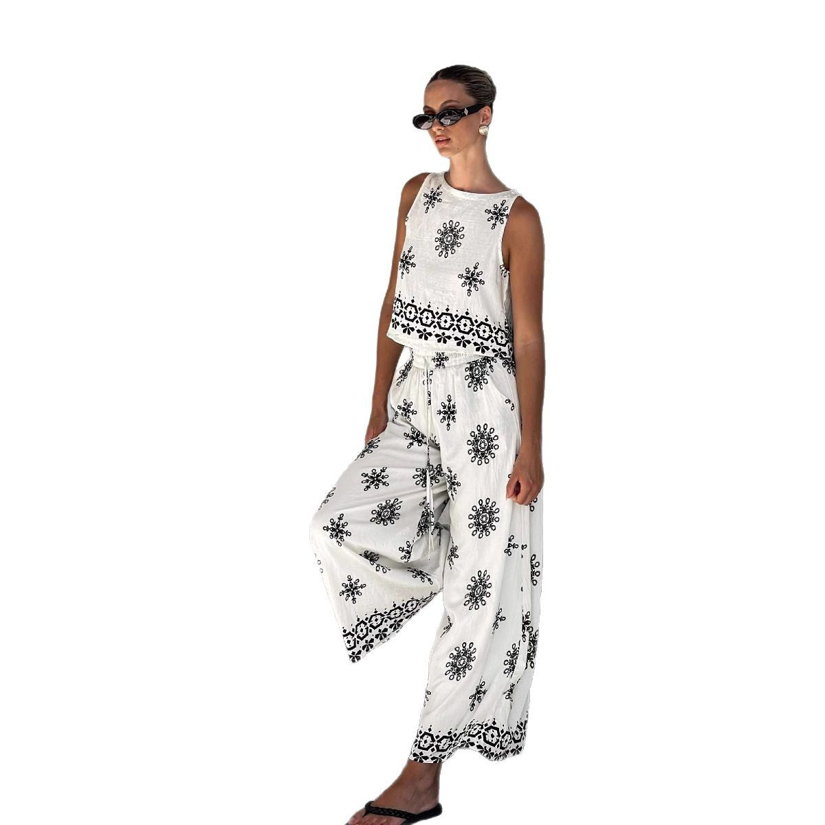 Fashion Casual Sexy Linen Wide Leg Suits
