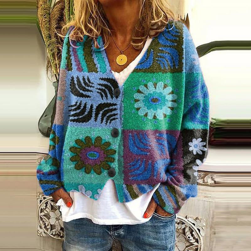 Women's Printed Wear Soft Casual Cloak Fashion Knitwear