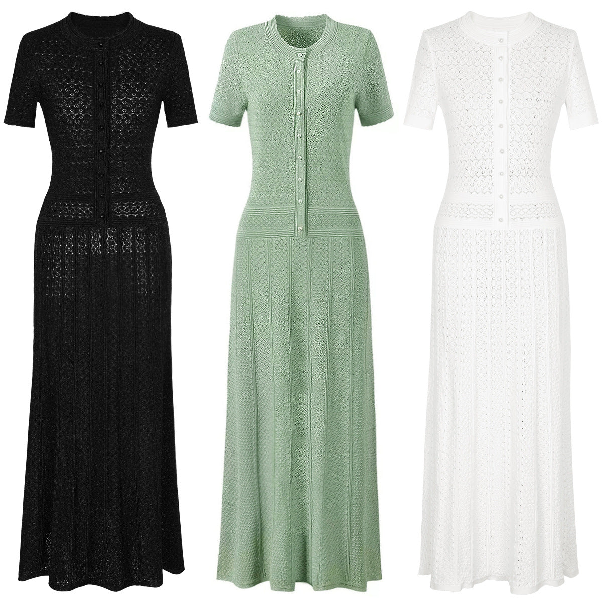 Women's High Quality Bright Silk Summer Fashionable Knitted Slim Fit Dresses