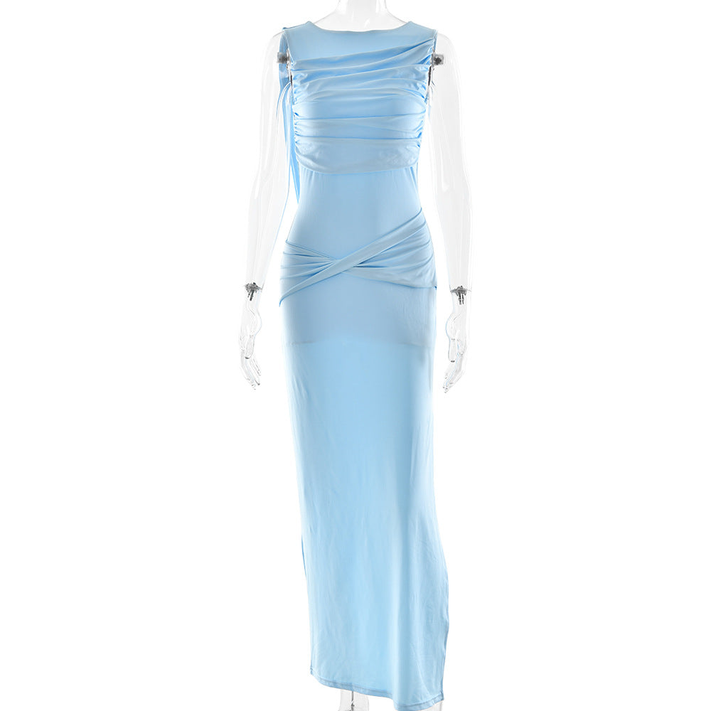 Sleeveless Split Long Dress Elegant Slim Dresses