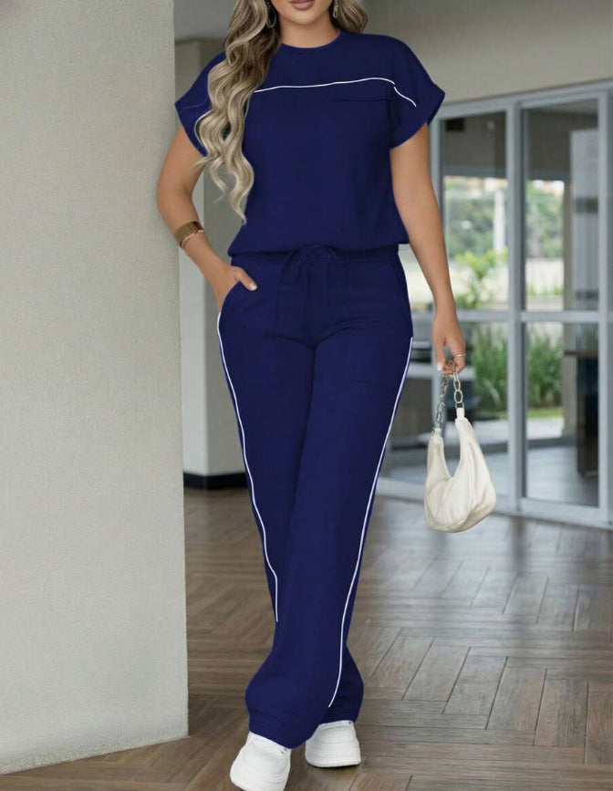 Women's Set Solid Color Simple Sleeve Trousers Shorts
