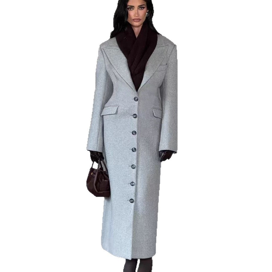 Elegant Single-breasted Large Lapel Loose Solid Coats