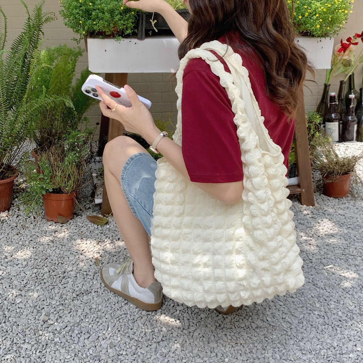 Western Style Cloud Bubble Flower Vest Shoulder Bags