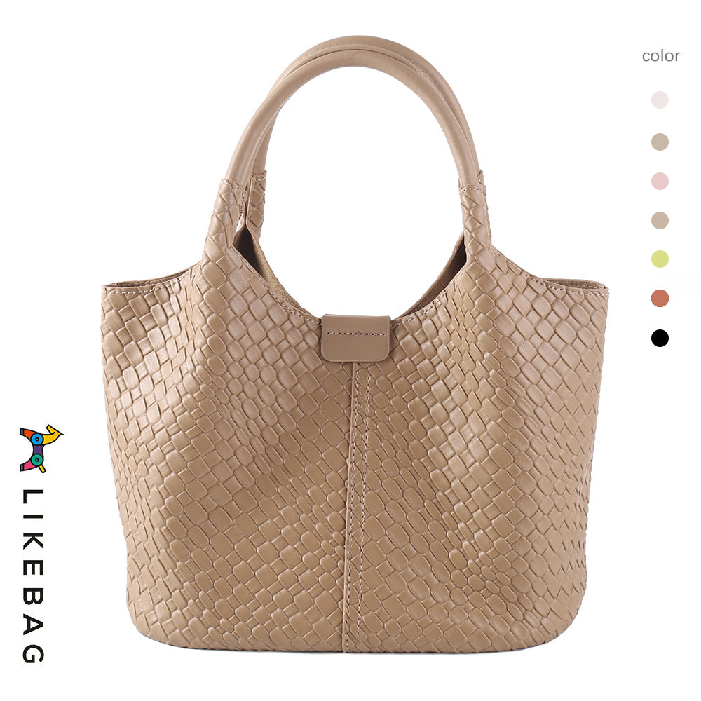 Basket Woven Commute Composite Large Capacity Handbags
