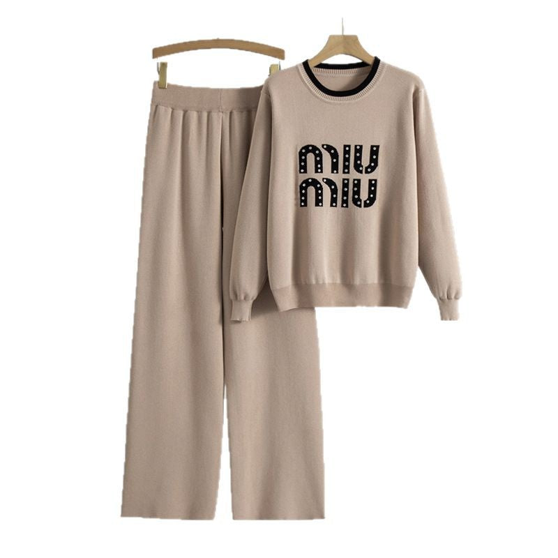 Women's Bead Long Sleeve High Waist Wide Suits