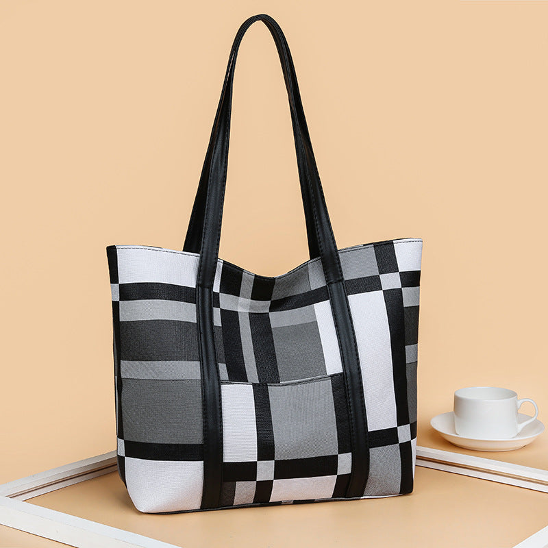 Women's Fashion Korean Large Capacity Plaid Big Shoulder Bags