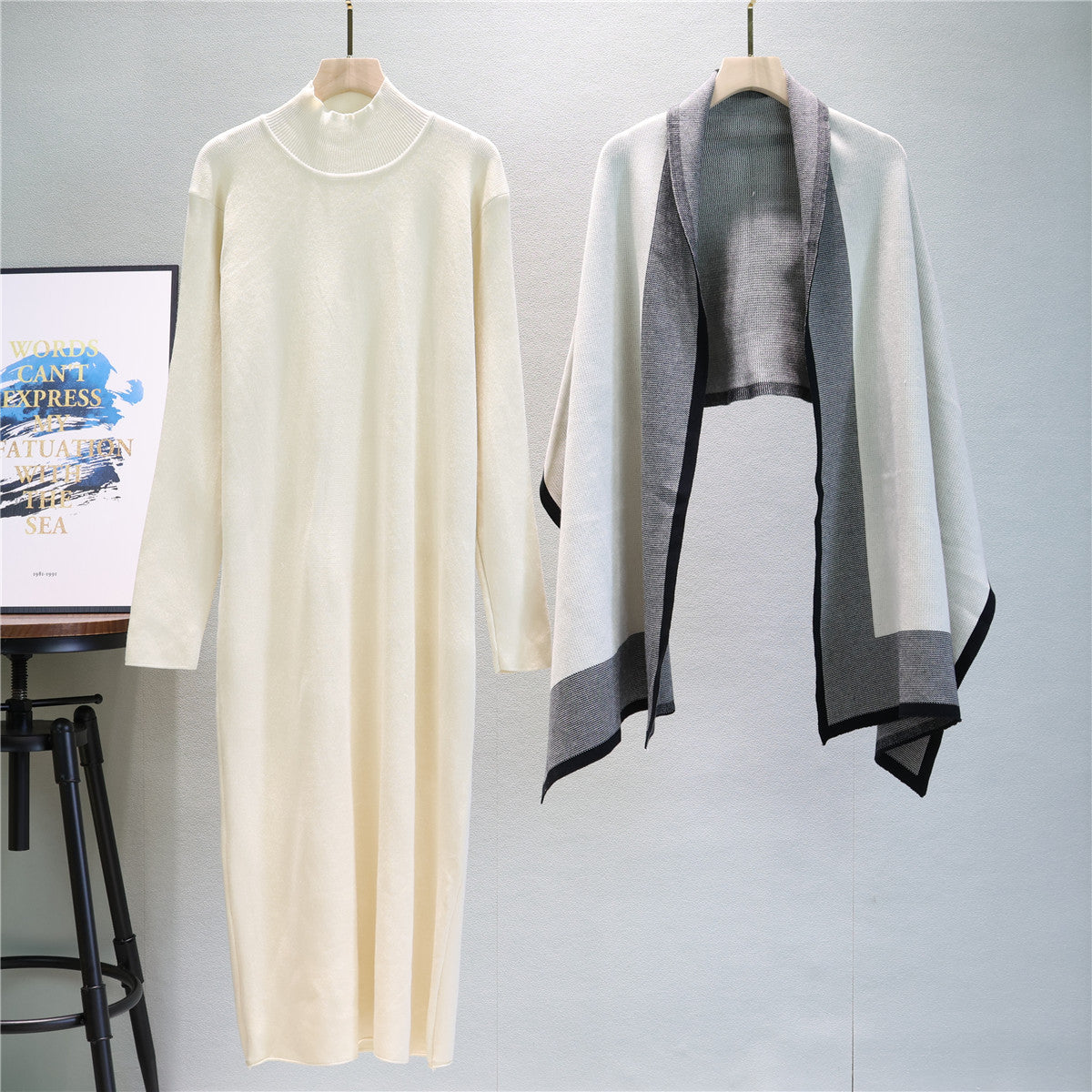 Women's Inverness Knitted Dress Two-piece Set Autumn Suits