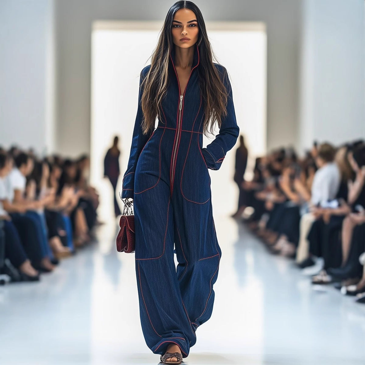 Women's Slim Casual Solid Color Large Pocket Jumpsuits