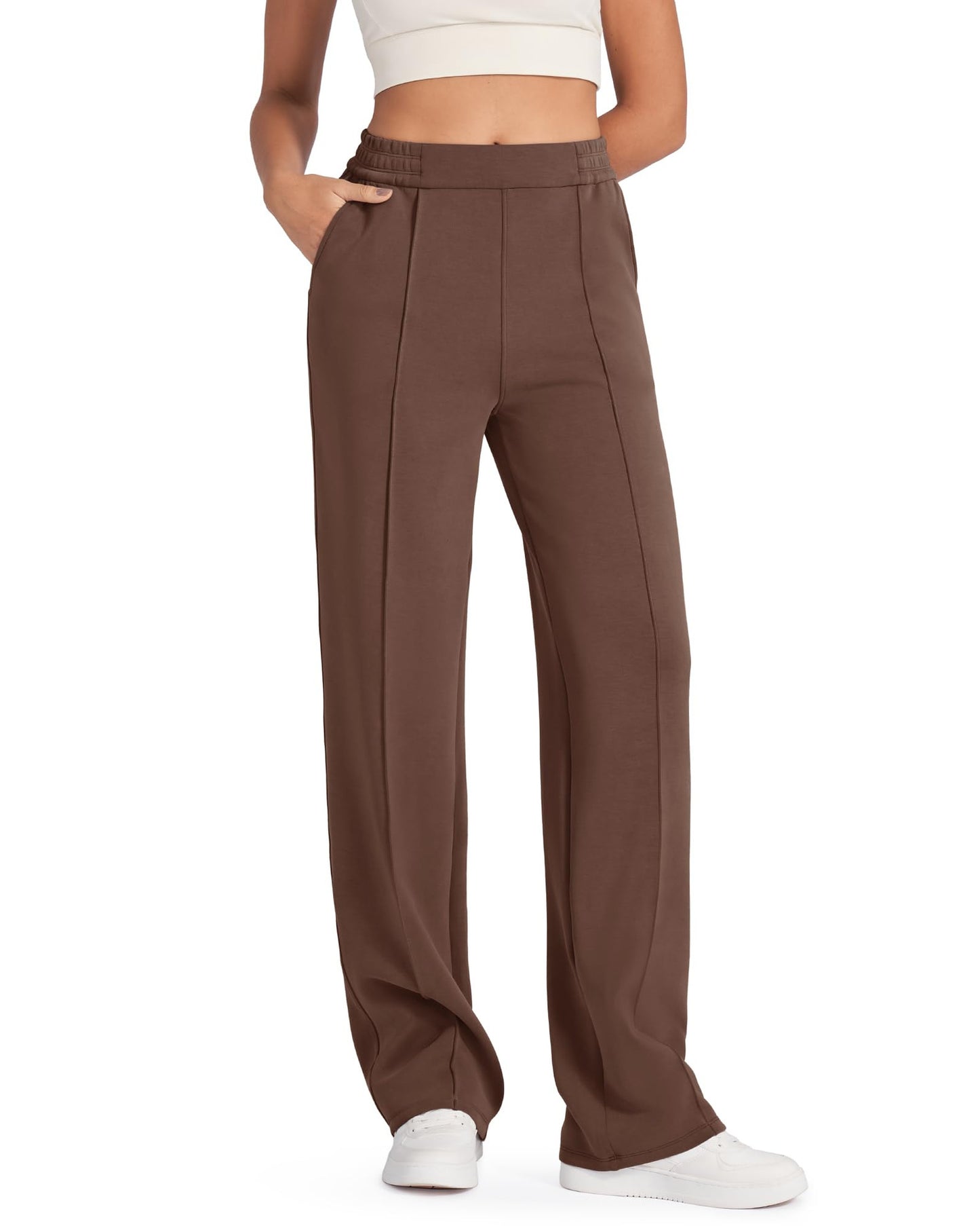 Women's Elastic High Waist Black Straight With Pants