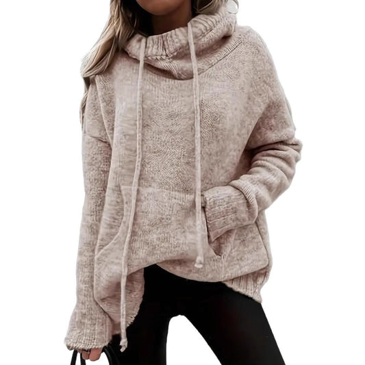 Women's Turtleneck Front Pocket Loose Casual Oversized Sweaters