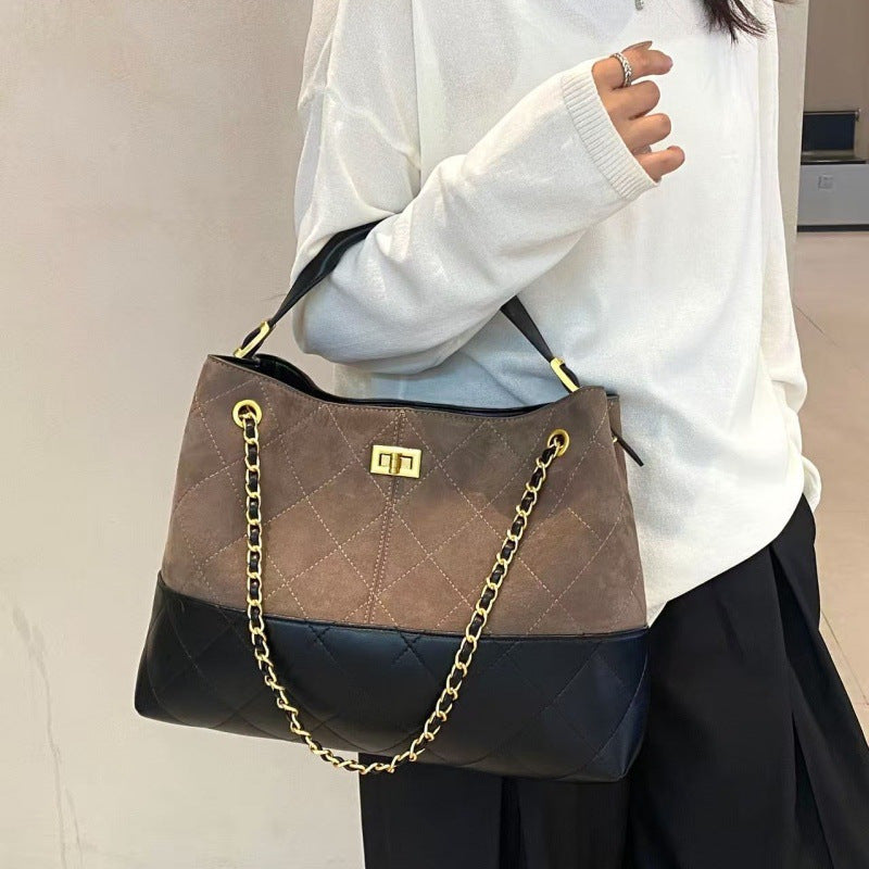 Capacity Genuine Leather Fashion Underarm Frosted Tote Bags