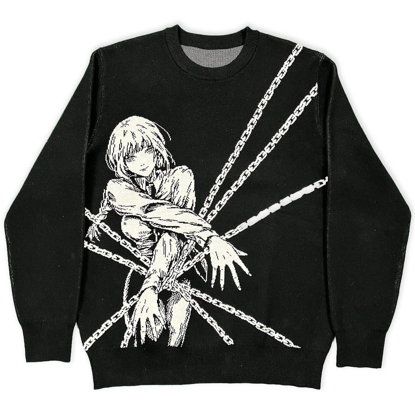 Gothic Cartoon Pattern Hip Hop Knitted Sweaters
