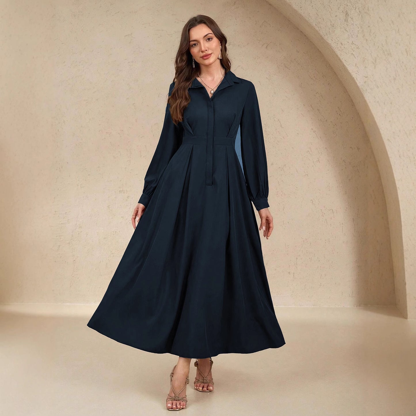 Women's Sleeve Fashion Elegant Big Hem Business Dress