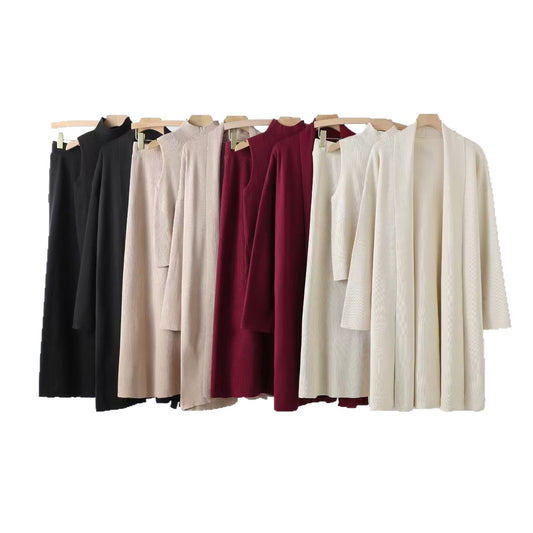 Women's Autumn Lazy Loose Knitting Long Shawl Suits