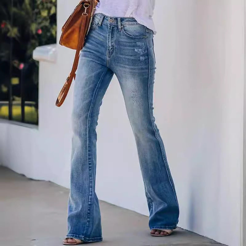 Pretty Women's Cat Beard Stretchy Flared Jeans