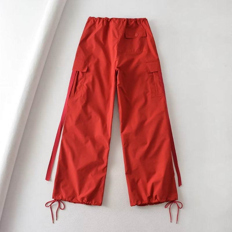 Women's Waist Casual Long Feet Lace Up Pants