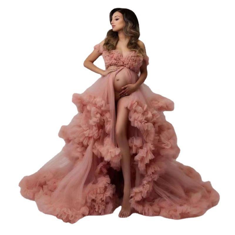 Women's Wide Hem Bubble Mesh Dress Long Dresses