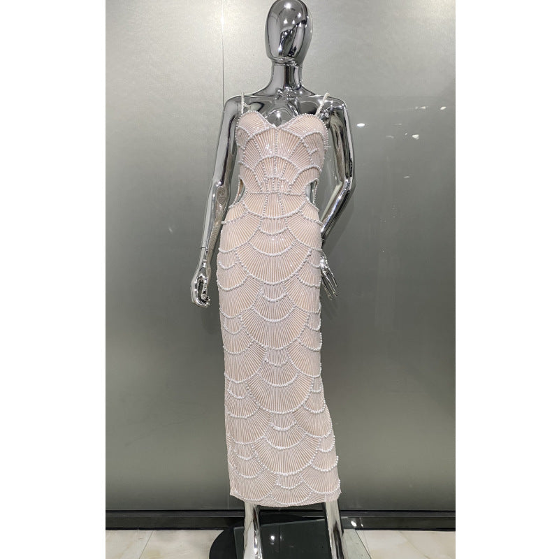Exquisite Sequin Bead Cutout Sling Dress Dresses