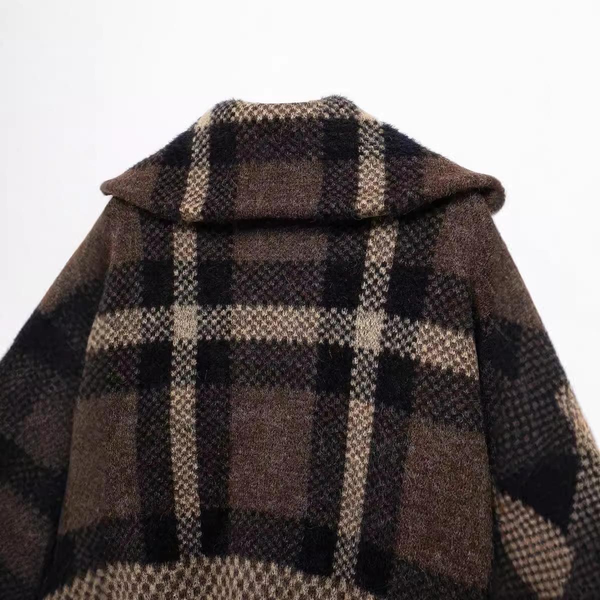 Women's Charming Autumn Plaid Knitted Bomber Jackets