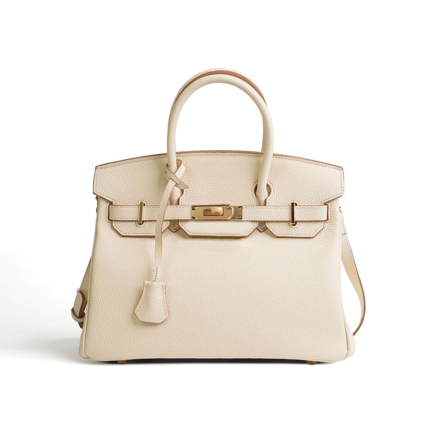 Capacity Lychee Pattern First Layer Cowhide Kelly Handbags