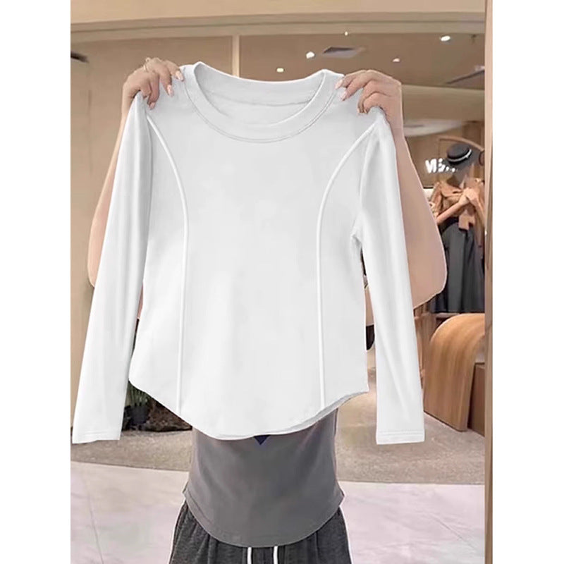 Long Sleeve Female White Irregular Inner Women's T-shirt