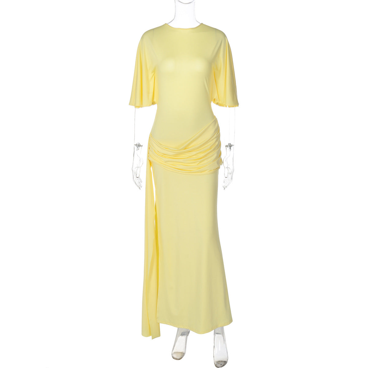 Women's French Style Design Fashion Backless Laminated Decoration Long Dresses