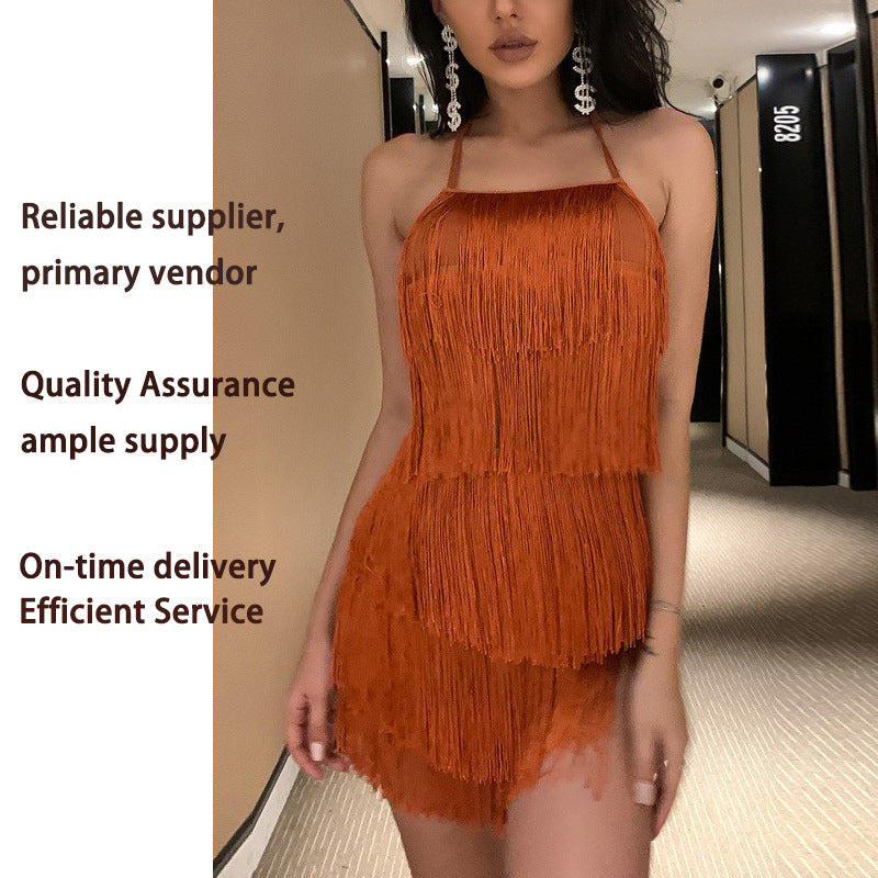 Women's Summer With Suspenders Tassel Dress Design Sense Jumpsuits