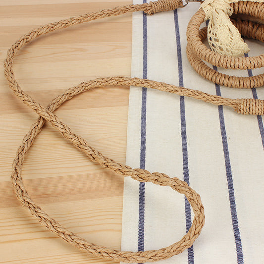 Women's Simple Style Popular Semicircle Woven Seaside Beach Crossbody Bags